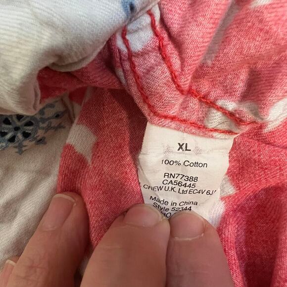 J. Crew Red and White Bow Pajama Pants Holiday Jammies Size Extra Large - Picture 6 of 6